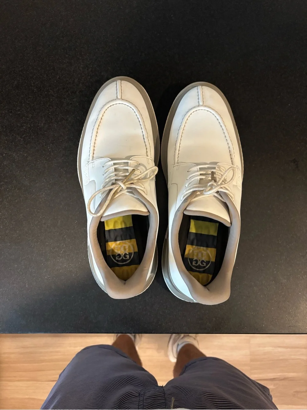G/FORE Men's White Sneakers with Taupe Accents